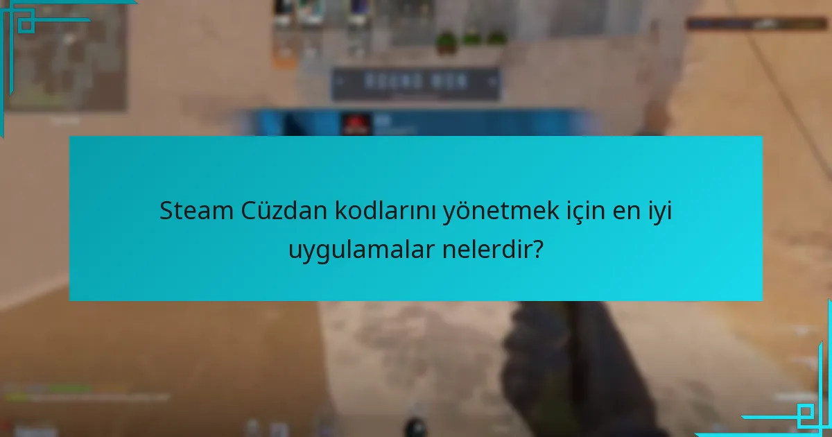 Steam Cüzdan kodlarını yönetmek için en iyi uygulamalar nelerdir?